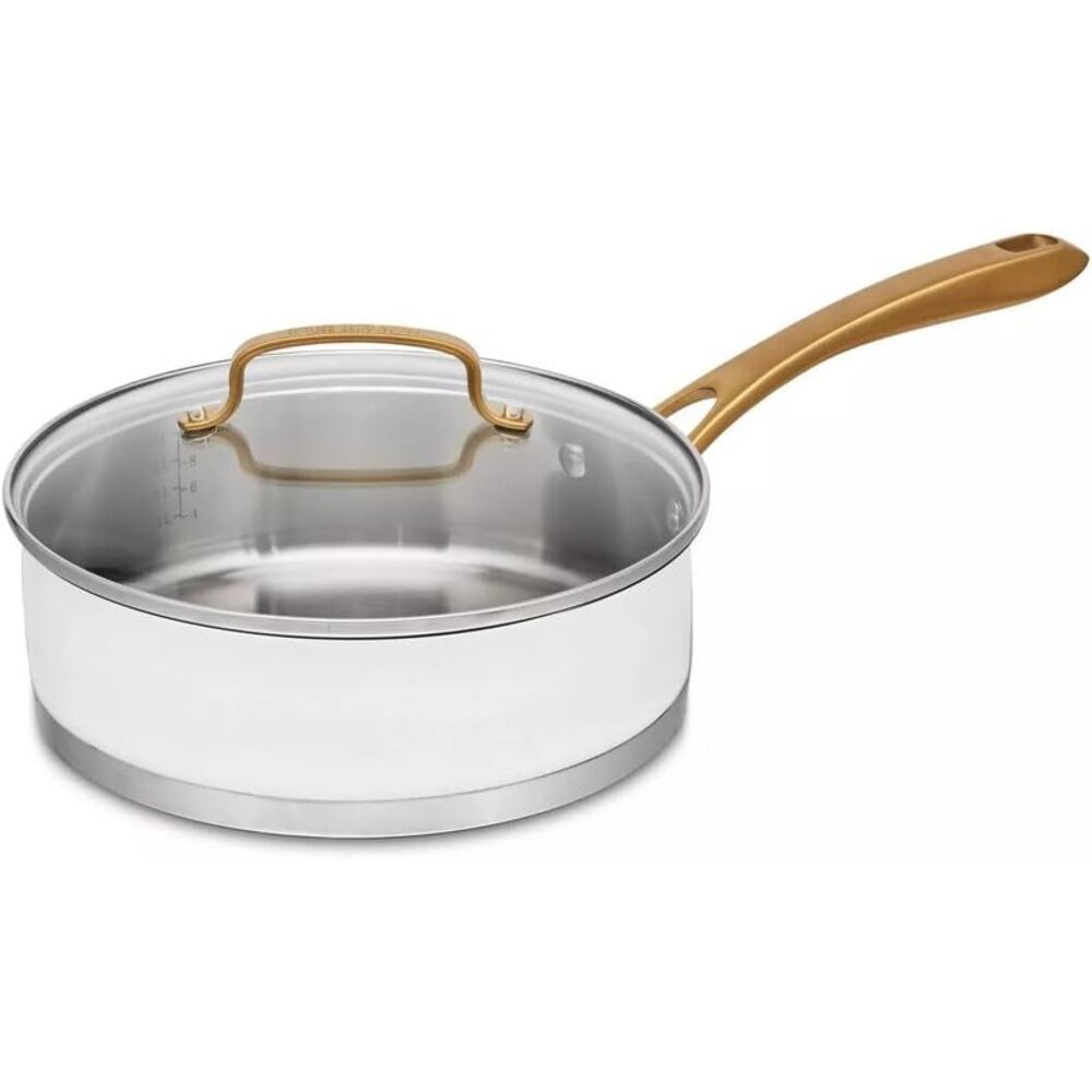 Cuisinart - 3.5 Quart Stainless Steel Saute Pan with Glass Lid White